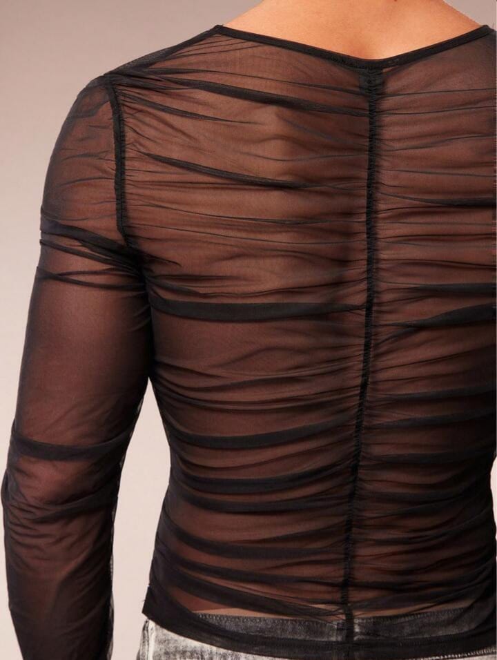 Men's Sheer Mesh Crew Neck Long Sleeve Tees